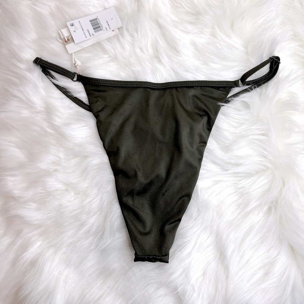 NWT Good American High Leg Extra Cheeky Bikini Bottom Dark Green Size 2/Medium - Picture 12 of 15